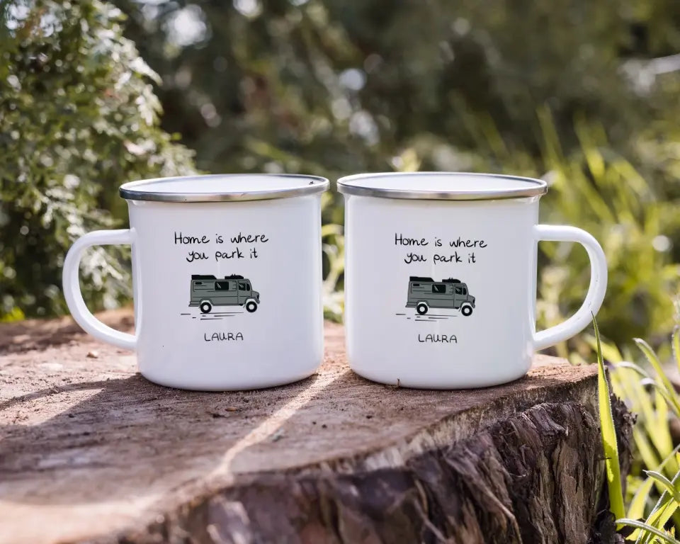 Personalisierter "Camping Home" Becher in Farbe